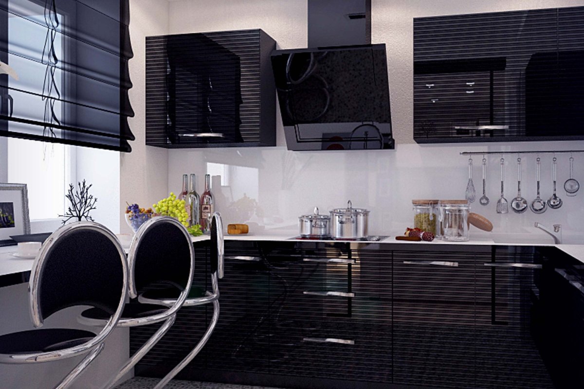 Кухня в черно белых тонах