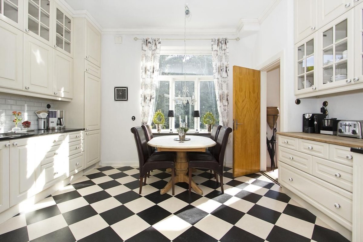 Черно белая плитка на пол