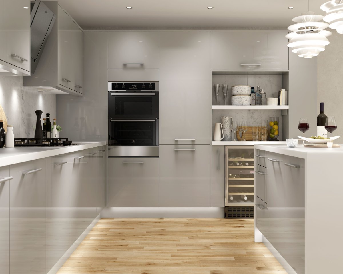 Кухня кашемир в интерьере с мебелью