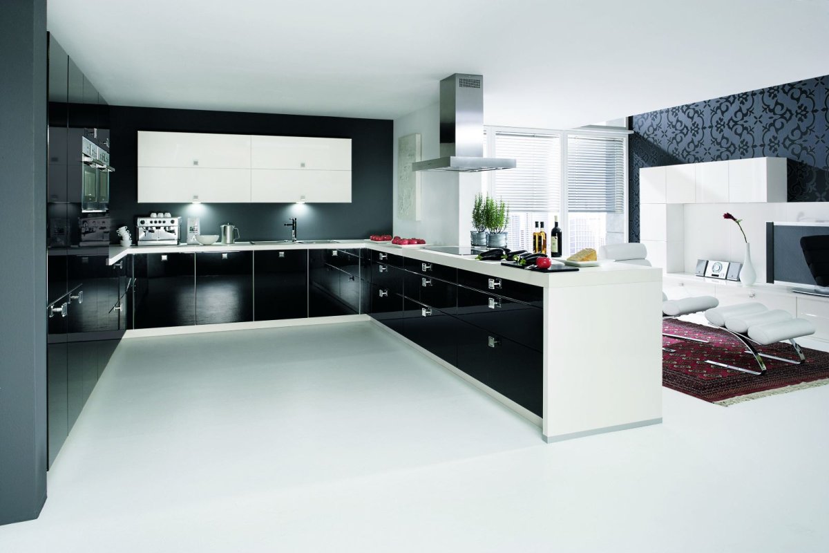 Современная черно белая кухня