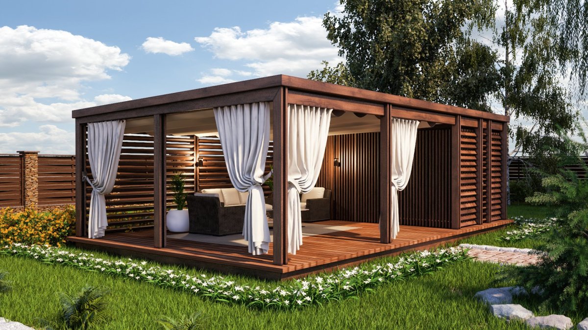 Беседка односкатная 6х3