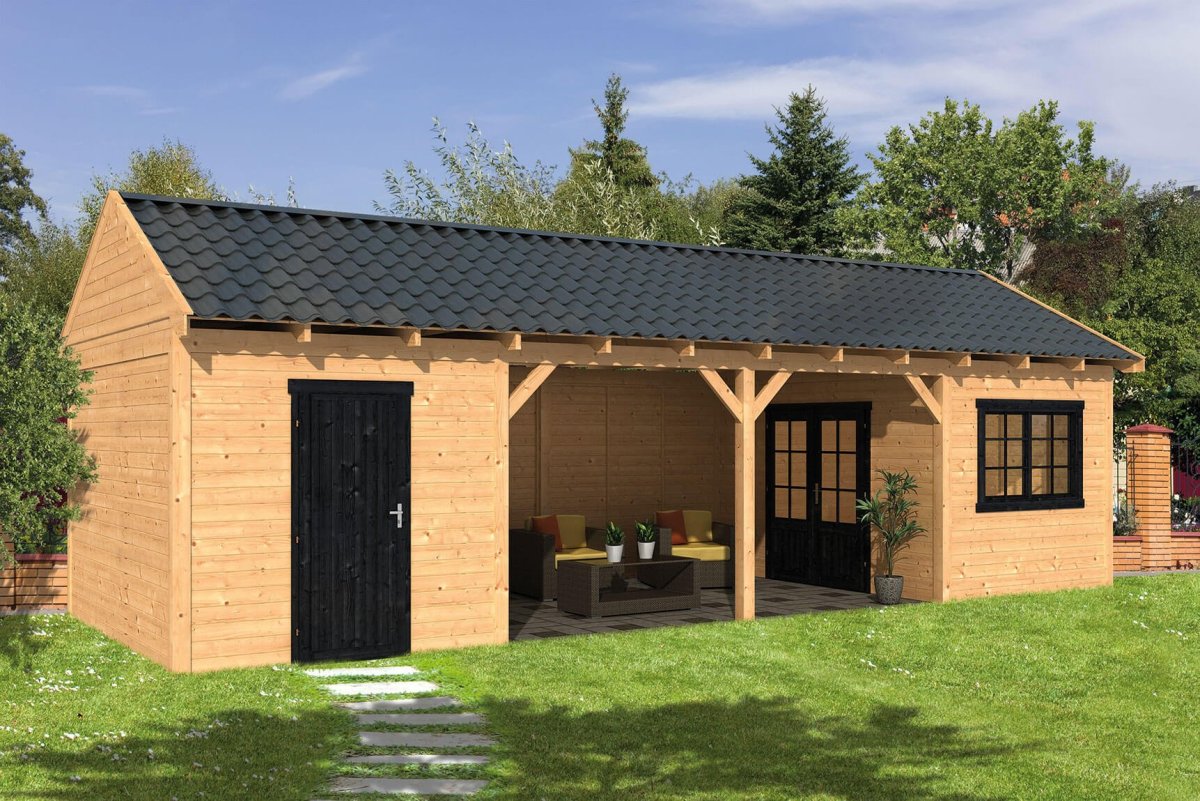 Беседка с хозблоком под одной крышей