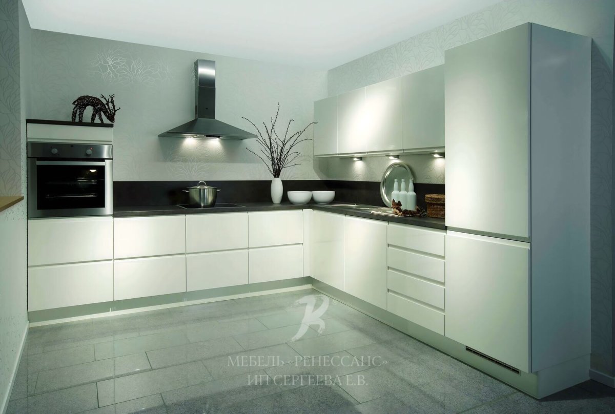 Кухня эмаль матовая 3200 ( фасад RAL 7012, каркас Пикард)