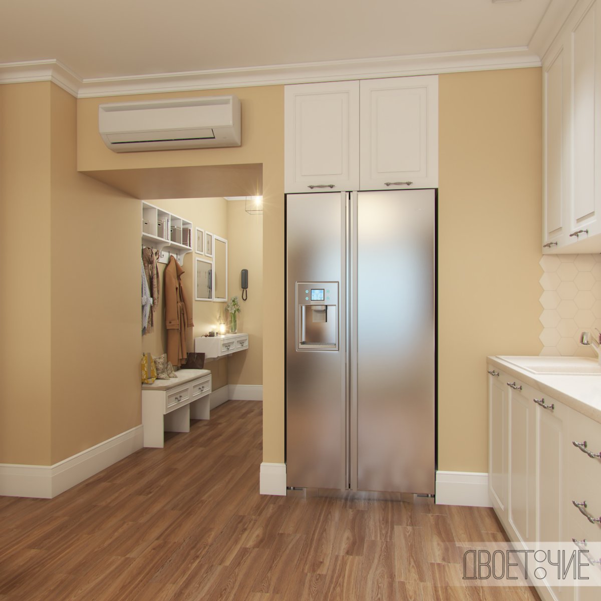 Холодильник в нише в стене