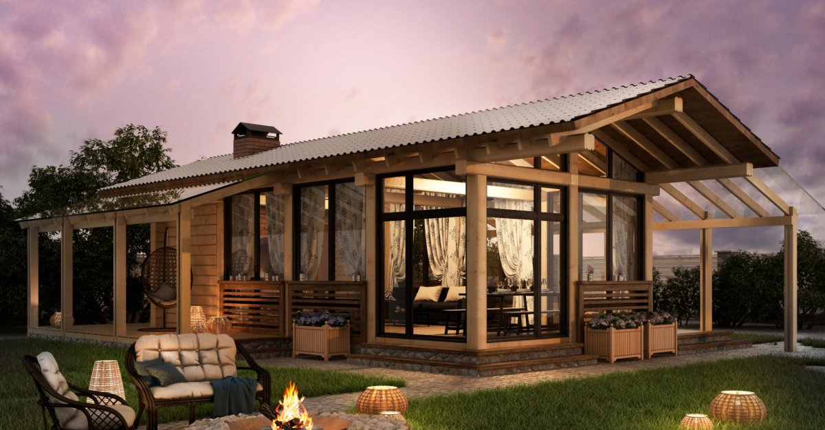 Летняя кухня с верандой