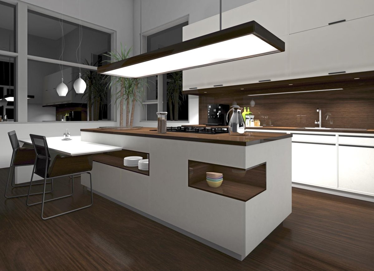 Кухня с островом Минимализм