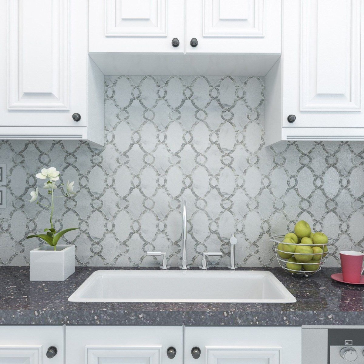 Арабески Kerama Marazzi белый фартук