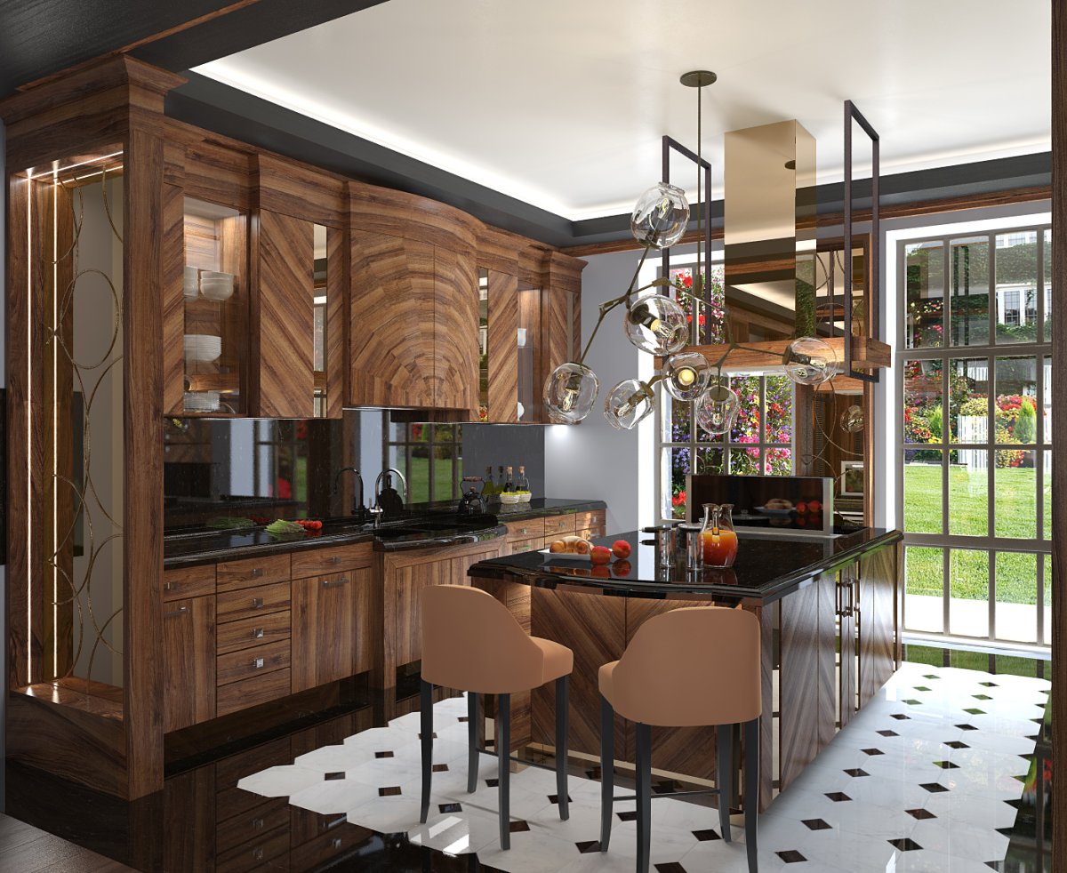 Кухня из шпона в американском стиле