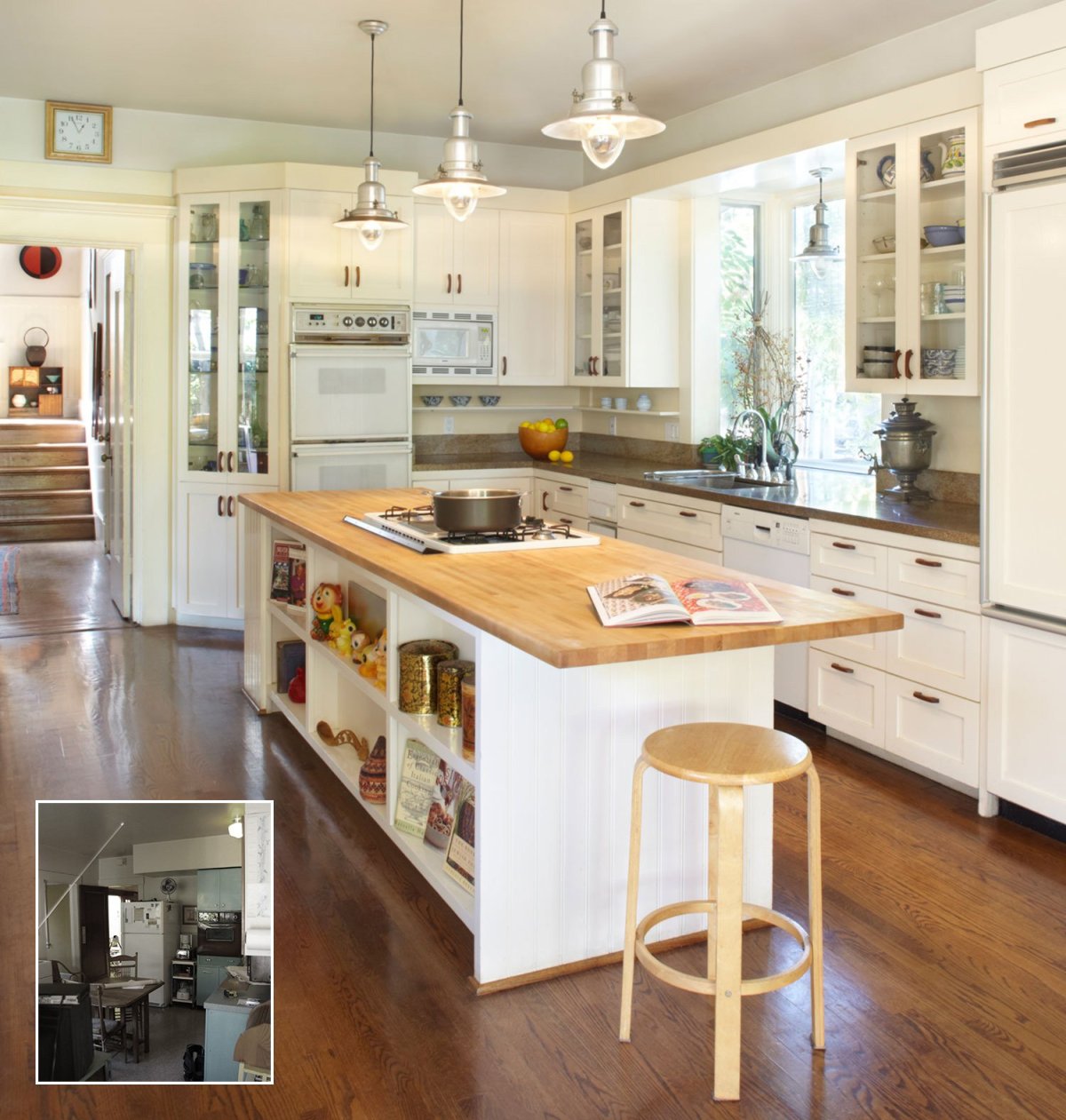 Кухонный островок с открытыми полками