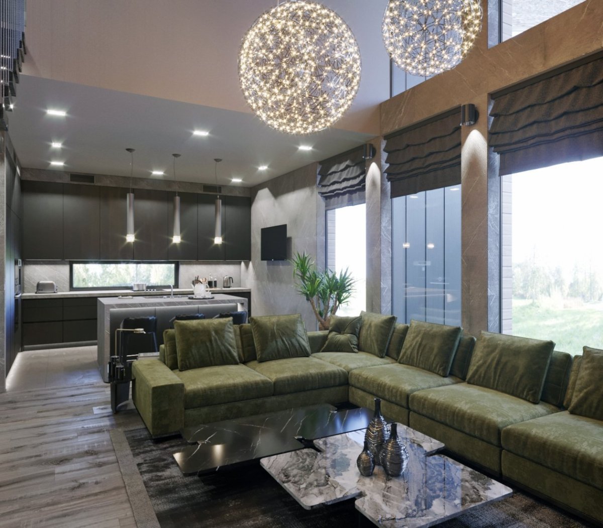 Кухня гостиная второй свет