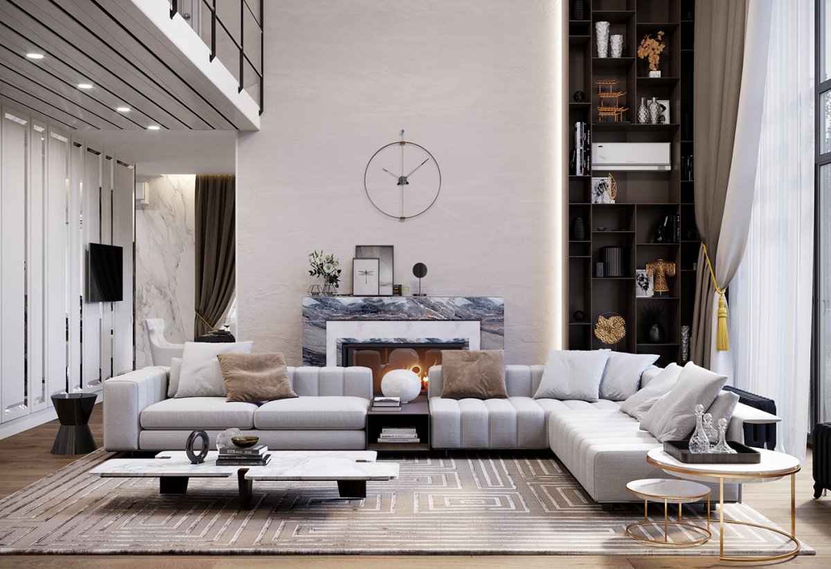 Интерьер двусветной гостиной