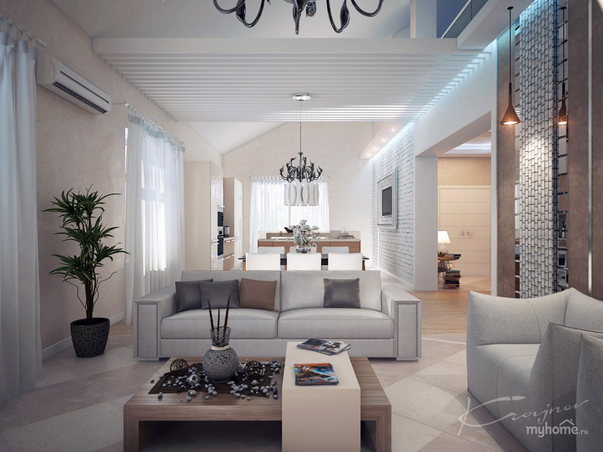 Кухня гостиная со вторым светом