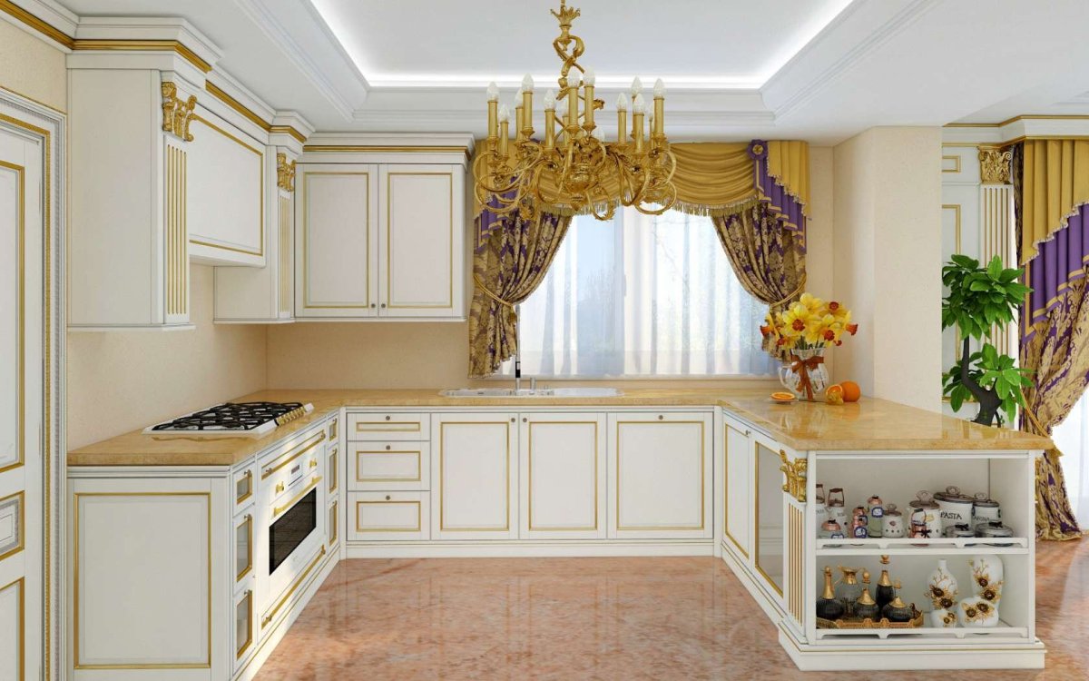 Кухня в золотом стиле