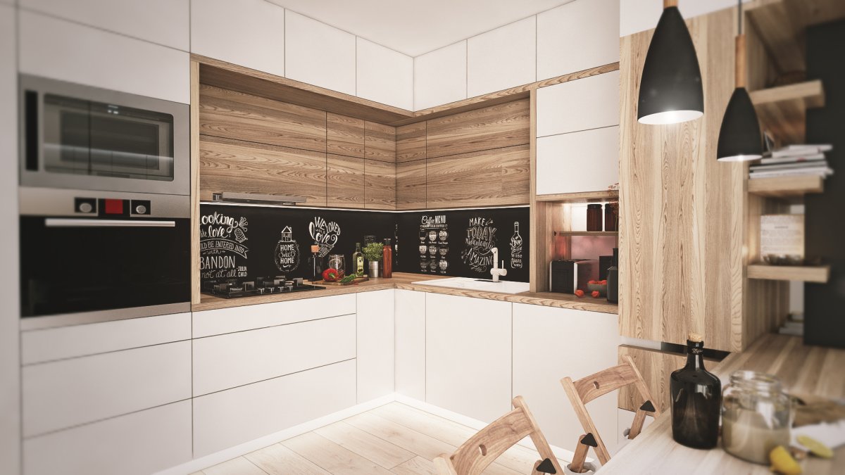 Плитка под дерево на фартук