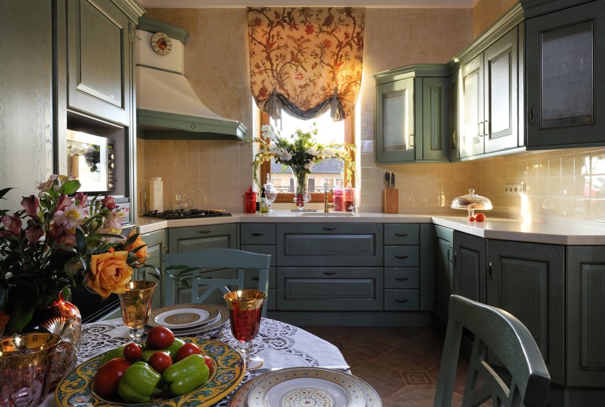 Кухня в стиле Прованс мойка у окна