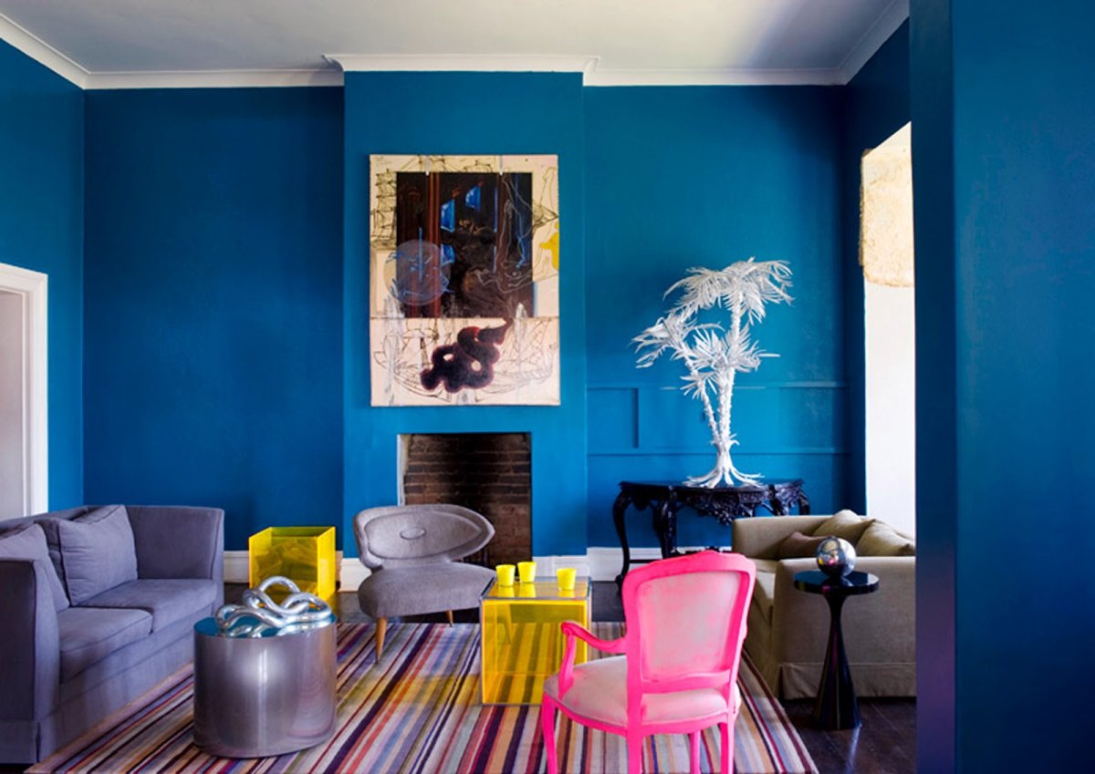Синяя краска для стен