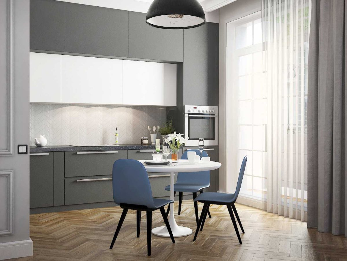 Интерьер серой кухни