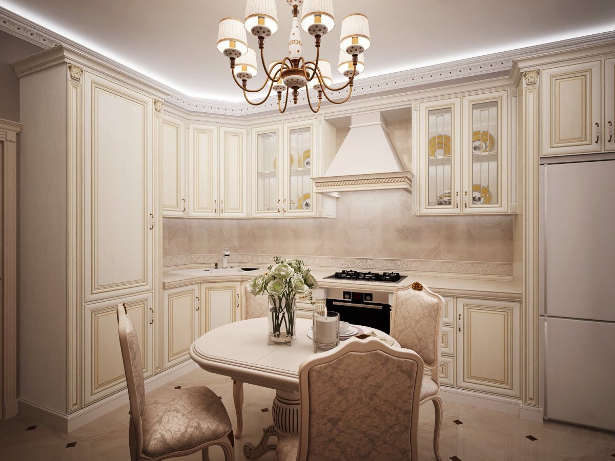 Кухни в классическом стиле в светлых тонах
