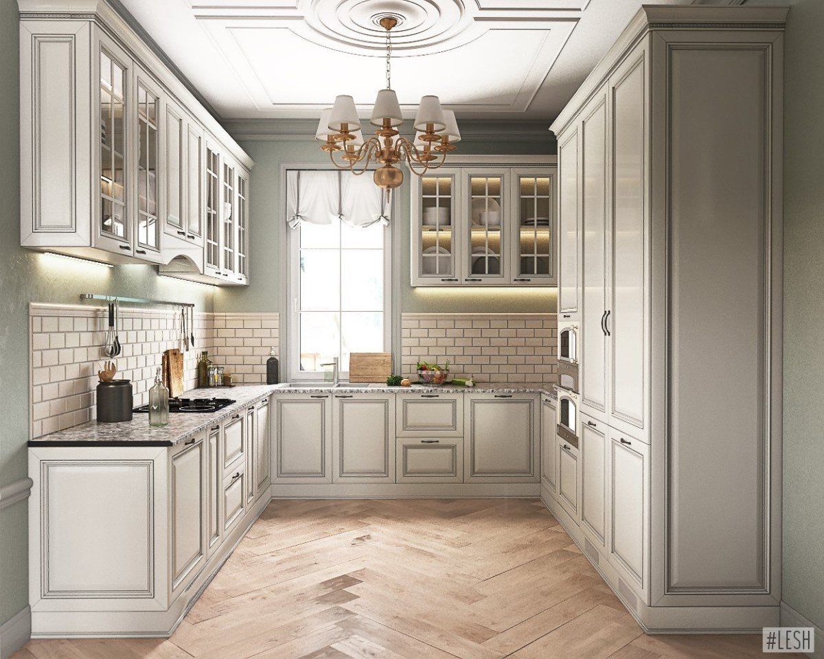 Современная классическая кухня в светлых тонах