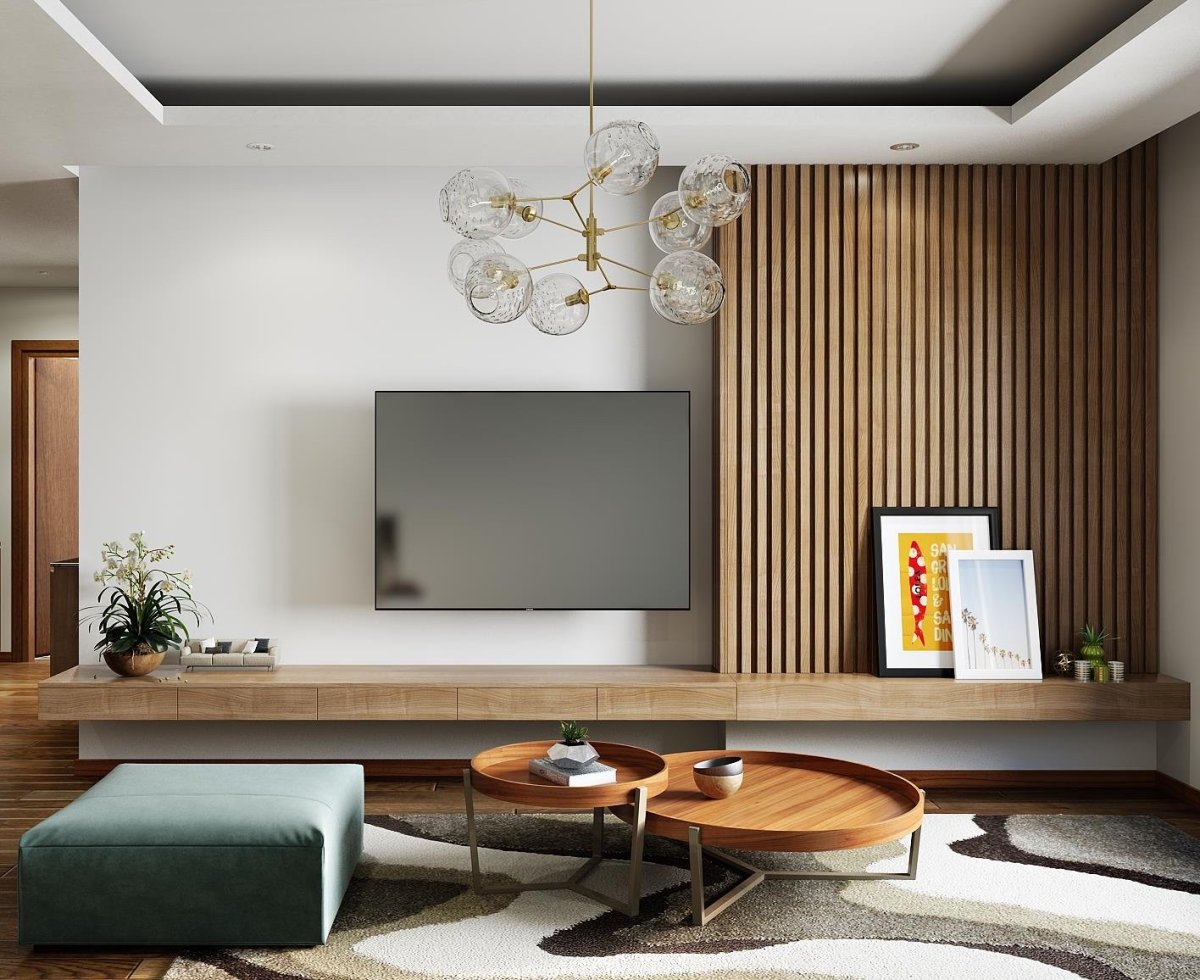 Телевизор на стене в гостиной