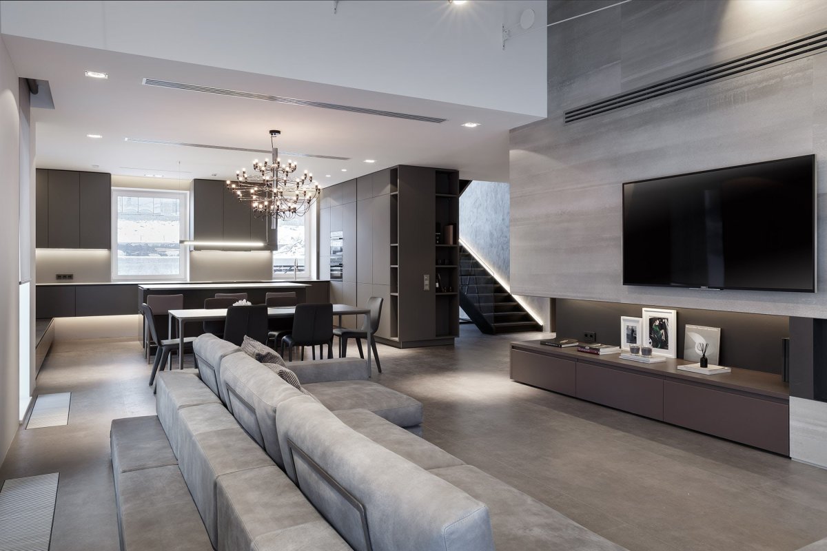 Гостиная в современном стиле в доме