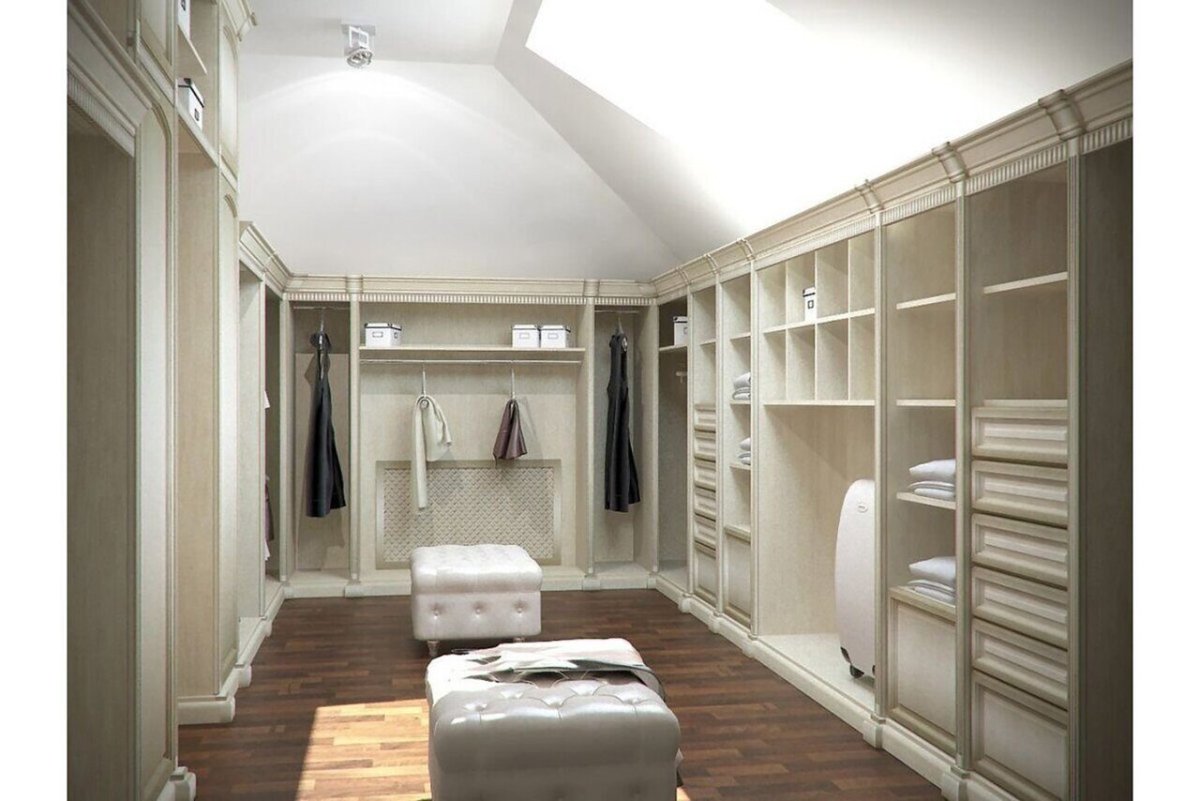 П-образная гардеробная комната