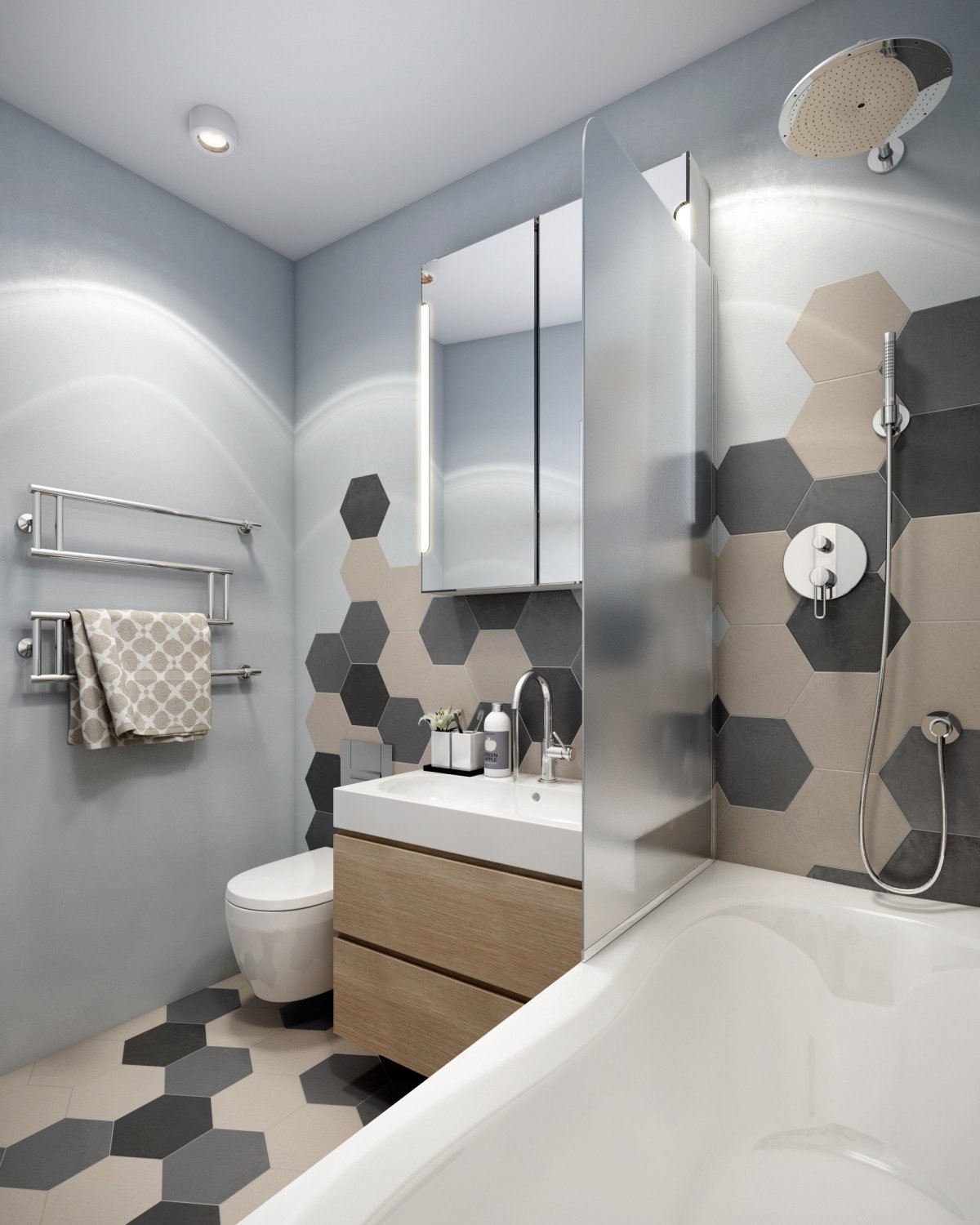 Ванная комната плитка соты