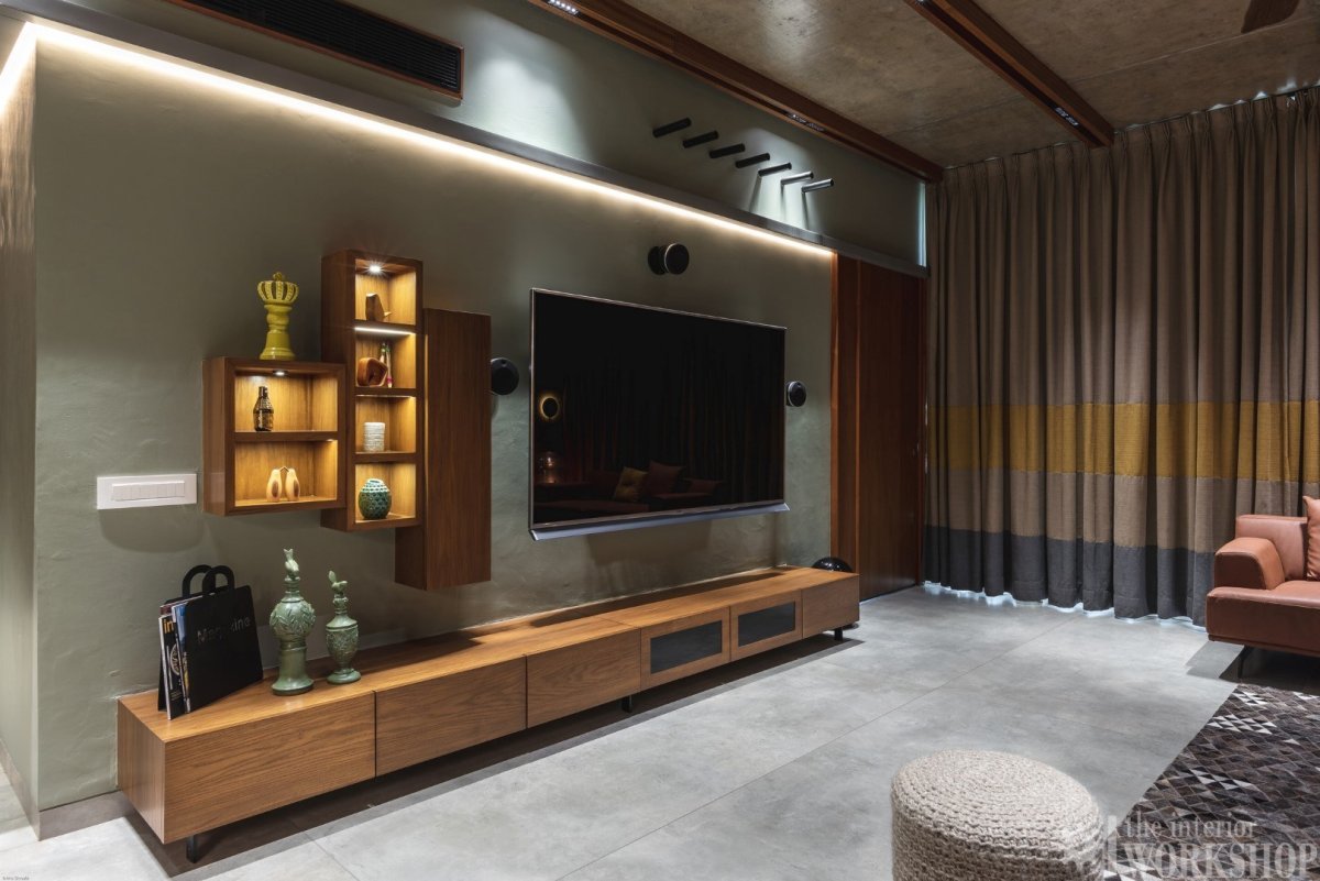 Гостиная под телевизор в стиле лофт