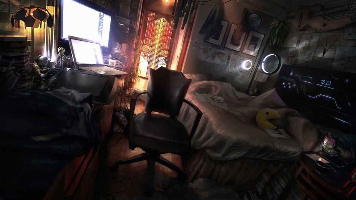 Комната в стиле киберпанк в квартире