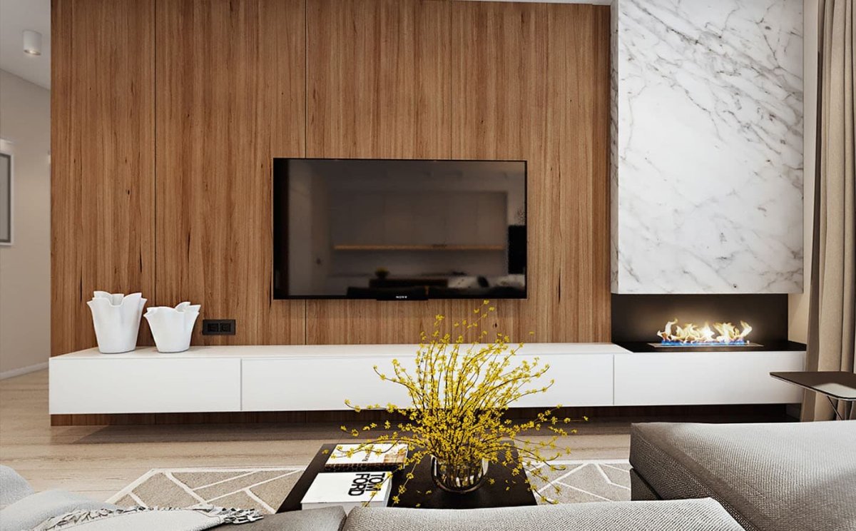 Деревянные панели в гостиной