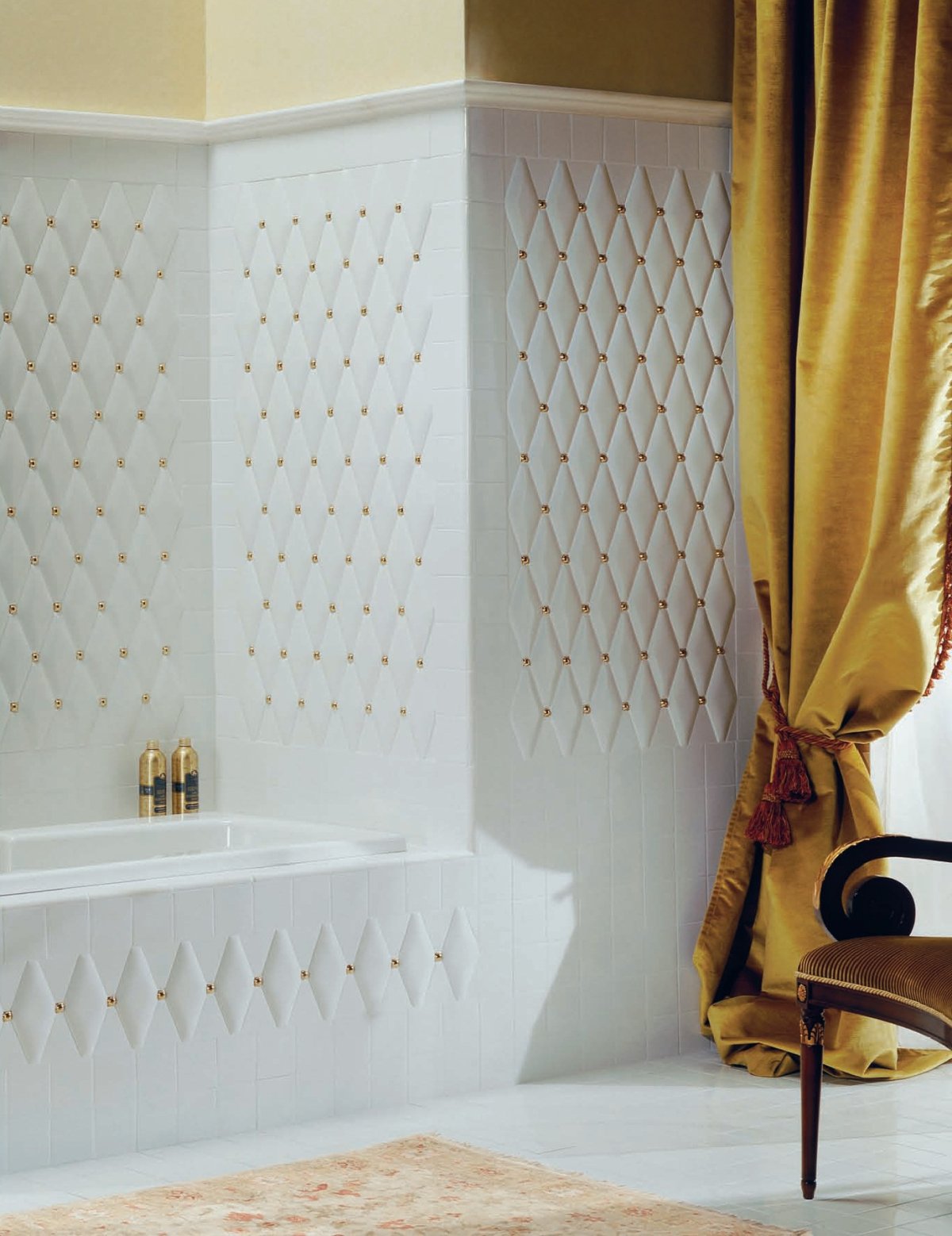 Керамическая плитка капитоне в интерьере