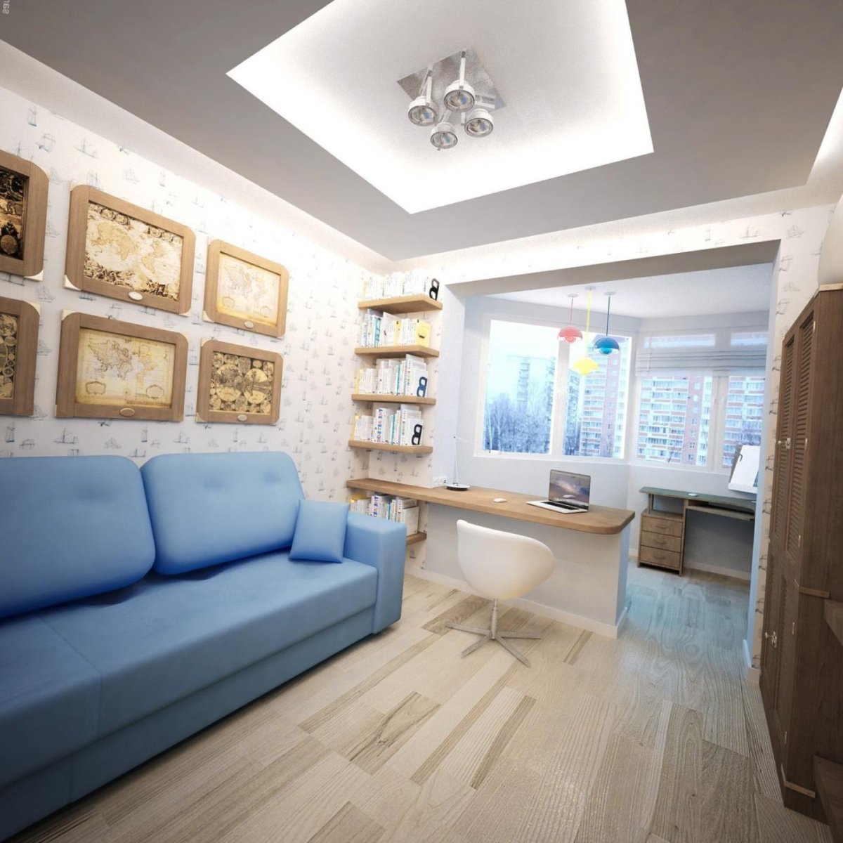 Гостиная Объединенная с балконом