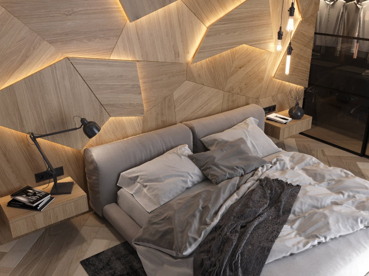 Деревянные панели с подсветкой