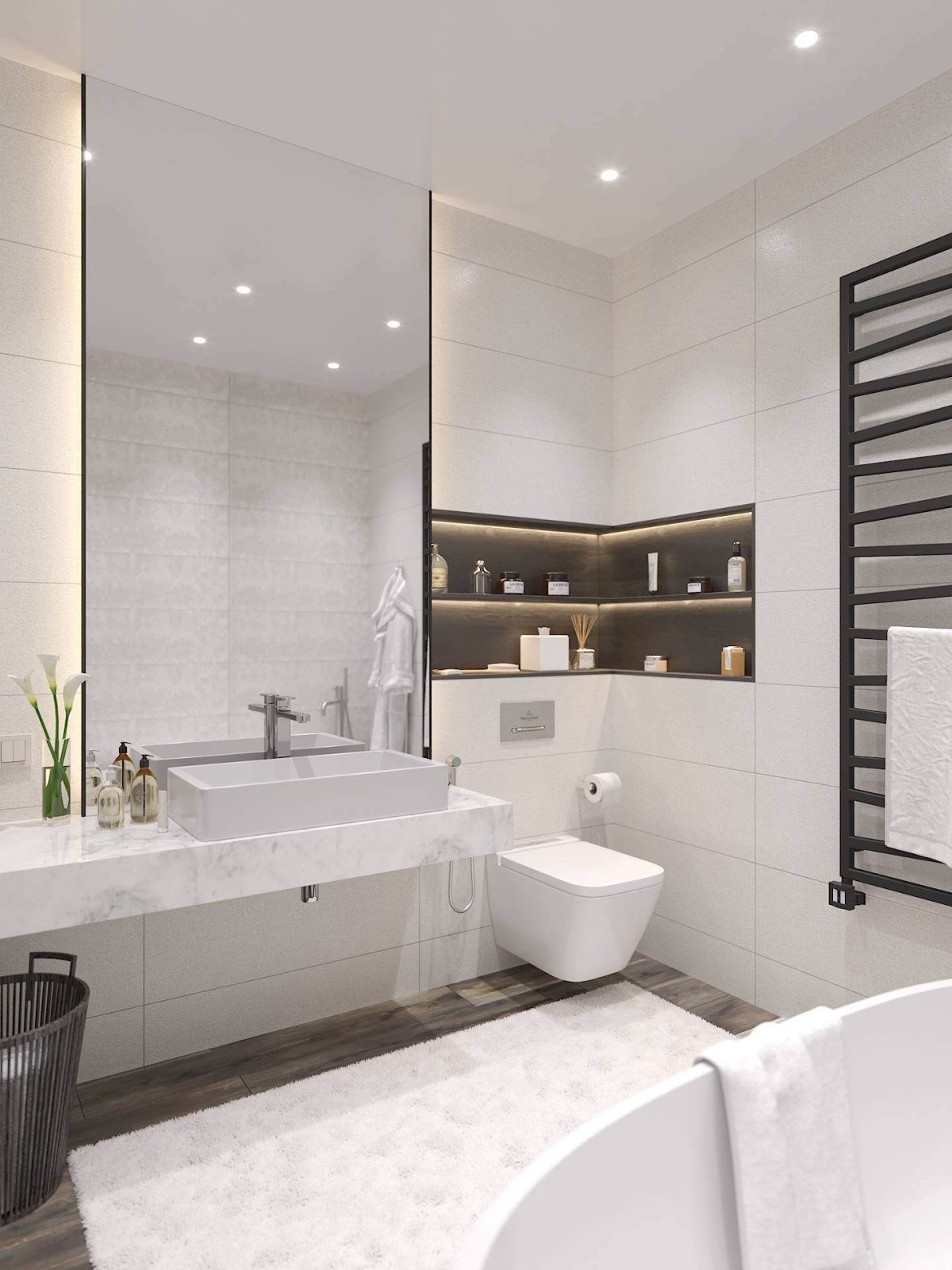 Современная светлая ванная комната