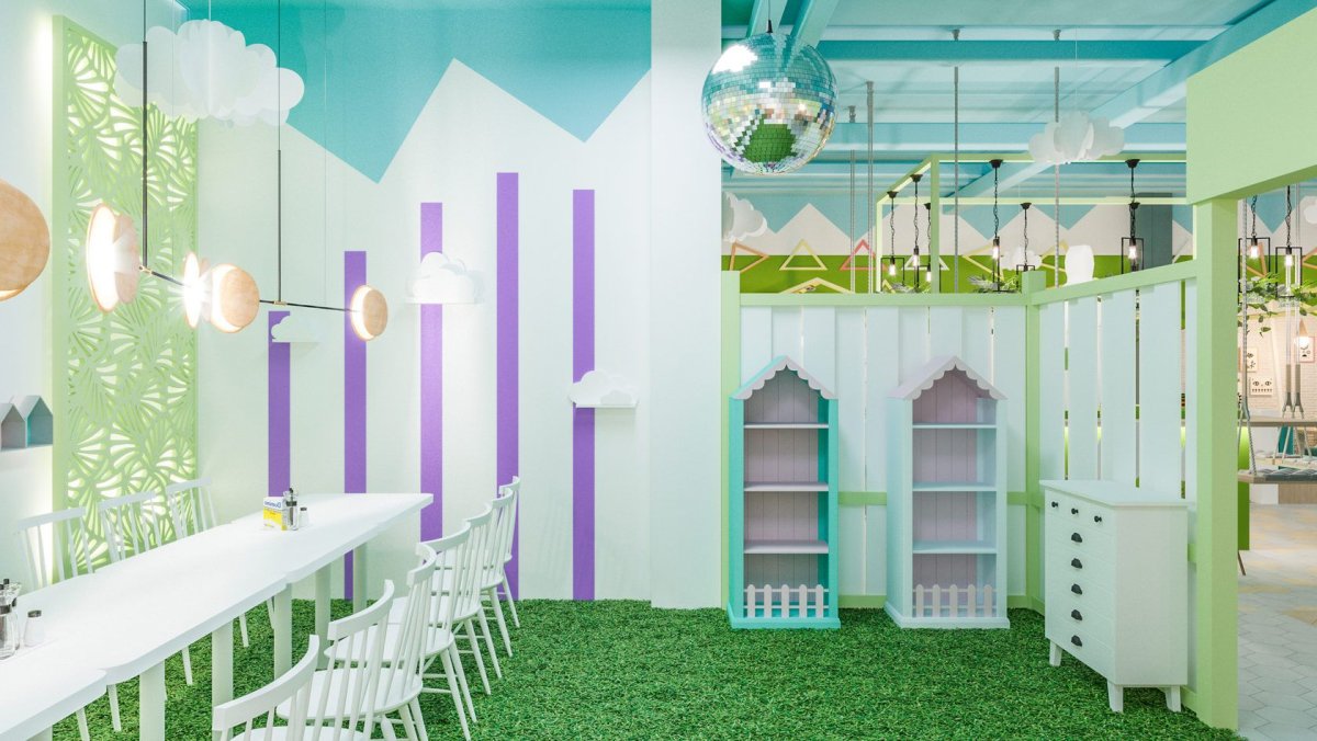 Интерьер детского кафе в стиле Фиксики
