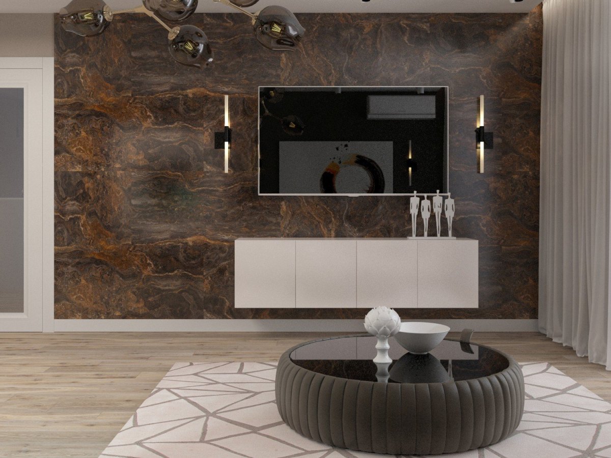 Плитка на стене в гостиной