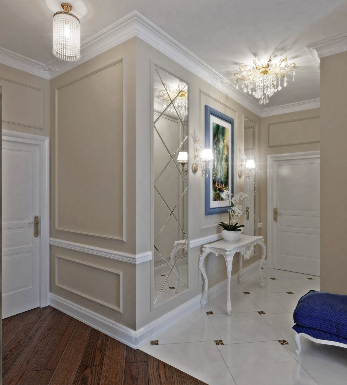 Молдинги в коридоре