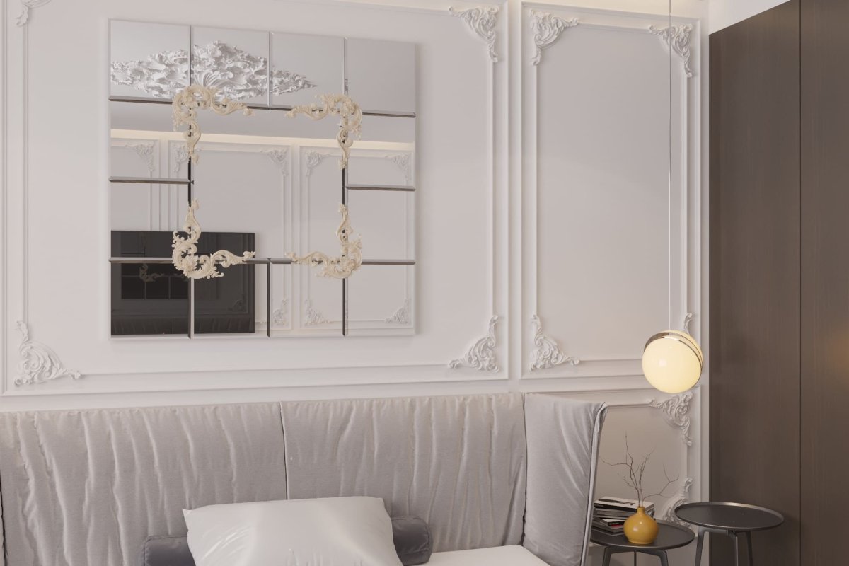Зеркальное панно в интерьере