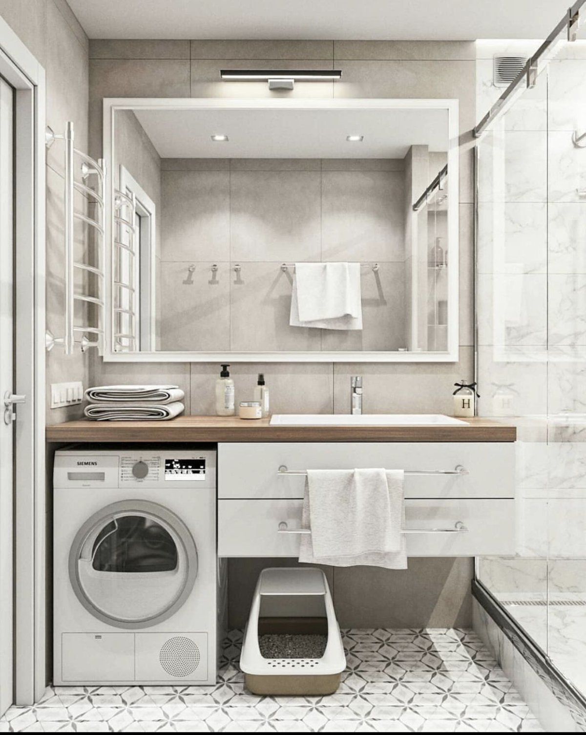 Ванная с туалетом и стиральной машиной