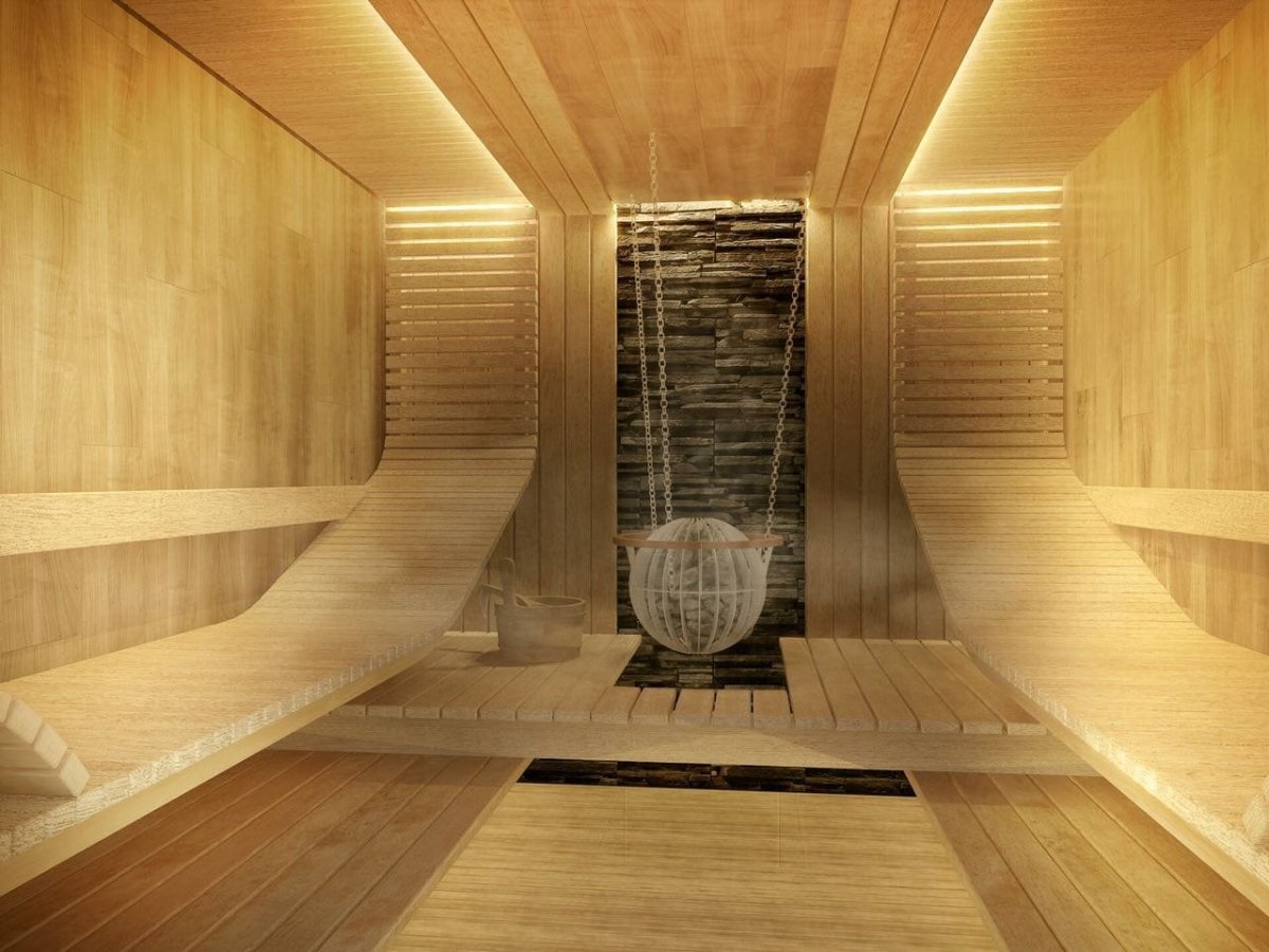 Необычная отделка сауны