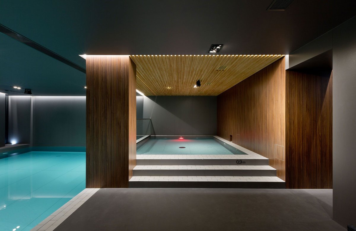 Баня с бассейном в современном стиле