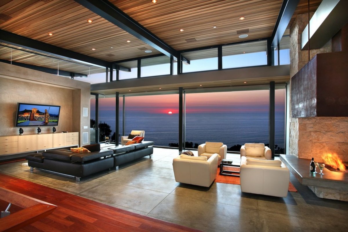 Гостиная с панорамными окнами