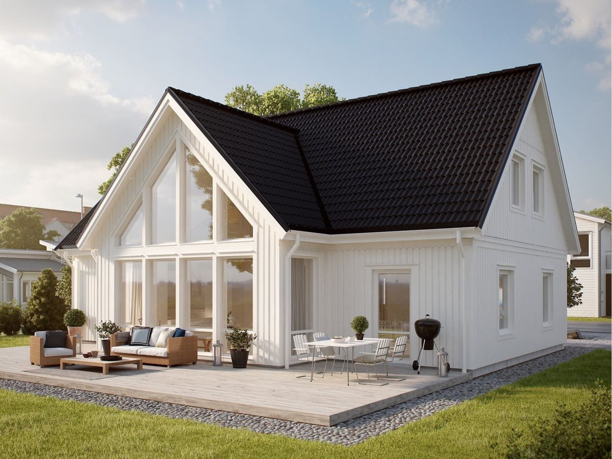 Дом одноэтажный Скандинавский с мансардой