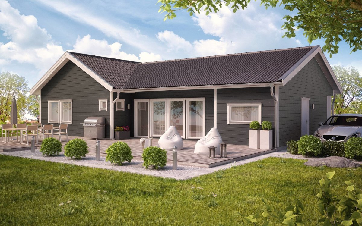 Одноэтажный Скандинавский дом с террасой