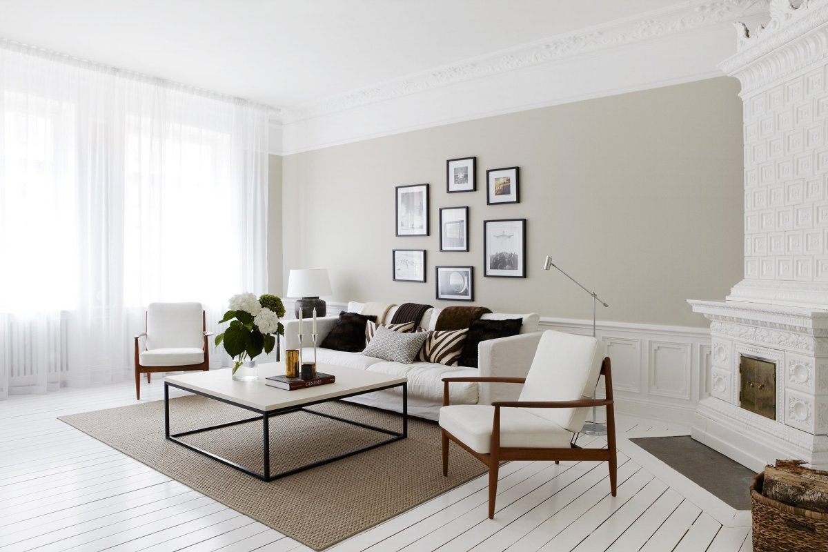 Белые стены в интерьере