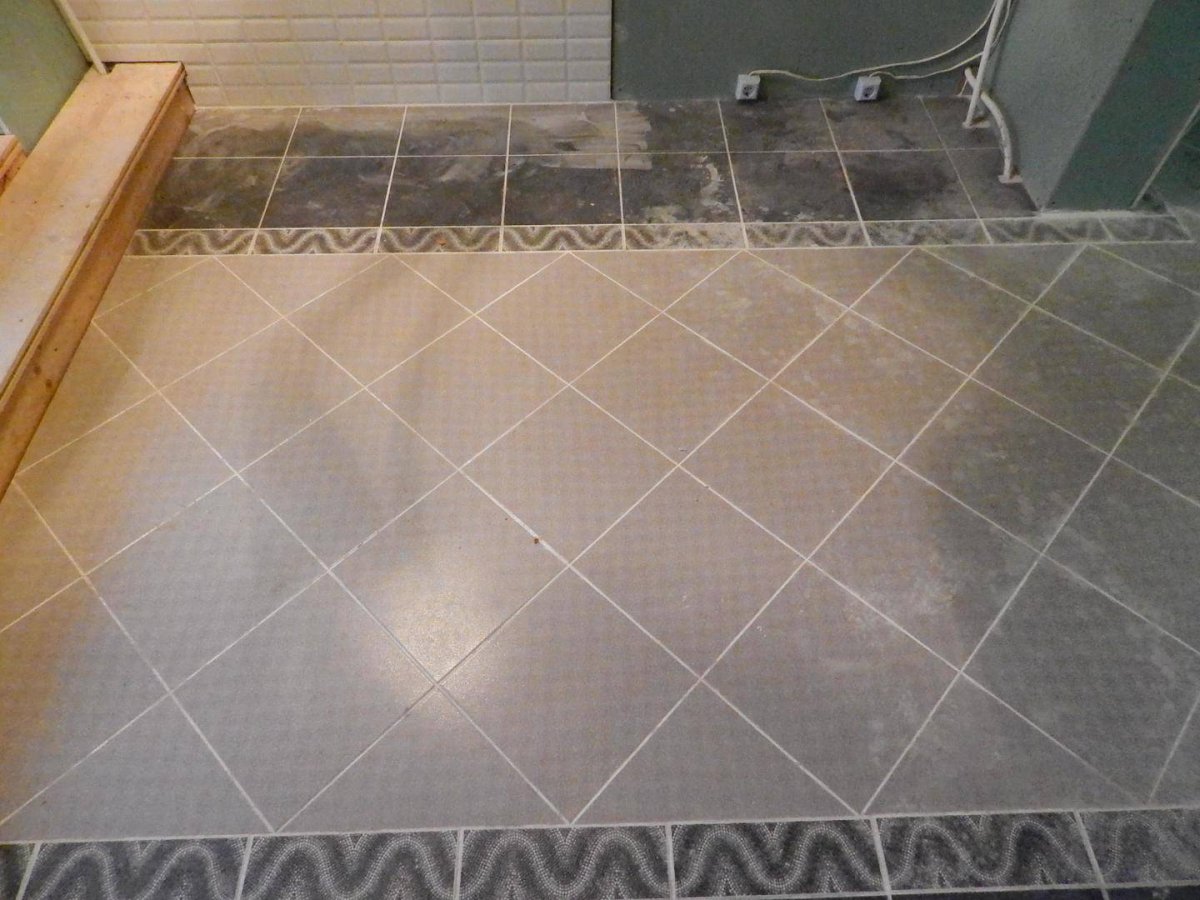 Укладка плитки на пол по диагонали 60 на 60