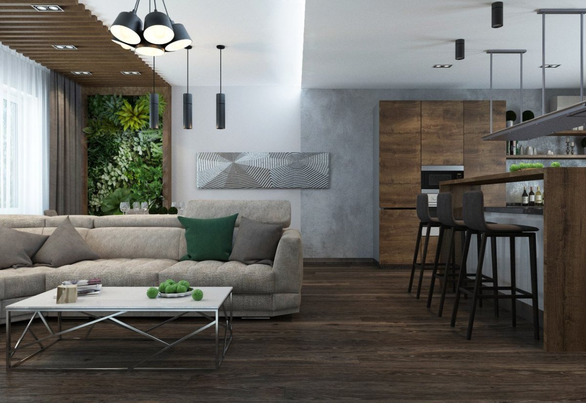 Экостиль кухня гостиная