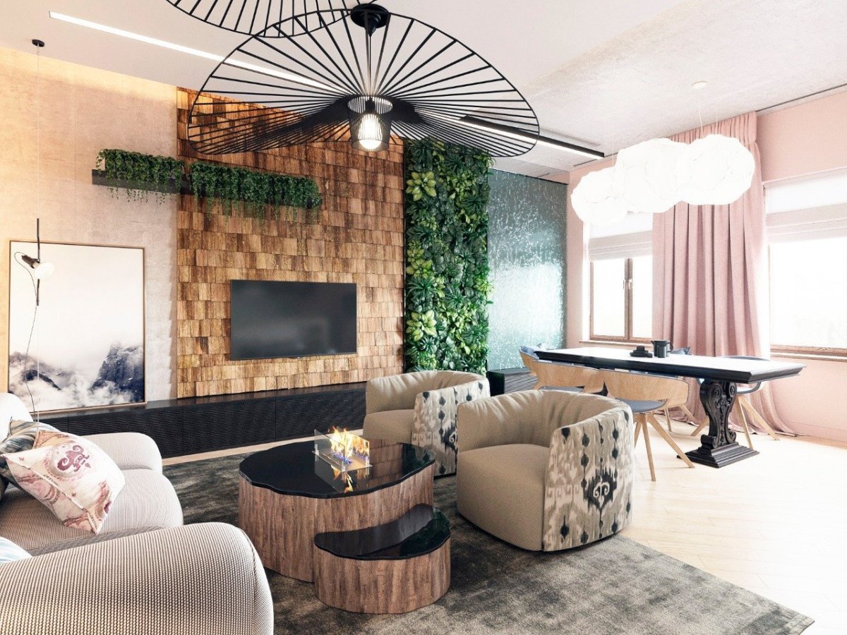 Гостиная в стиле эко стиль