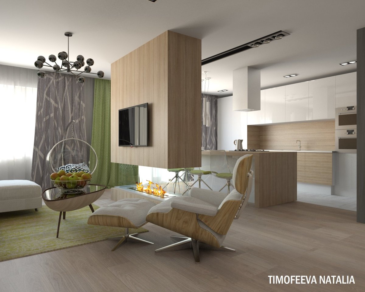 Экостиль кухня гостиная