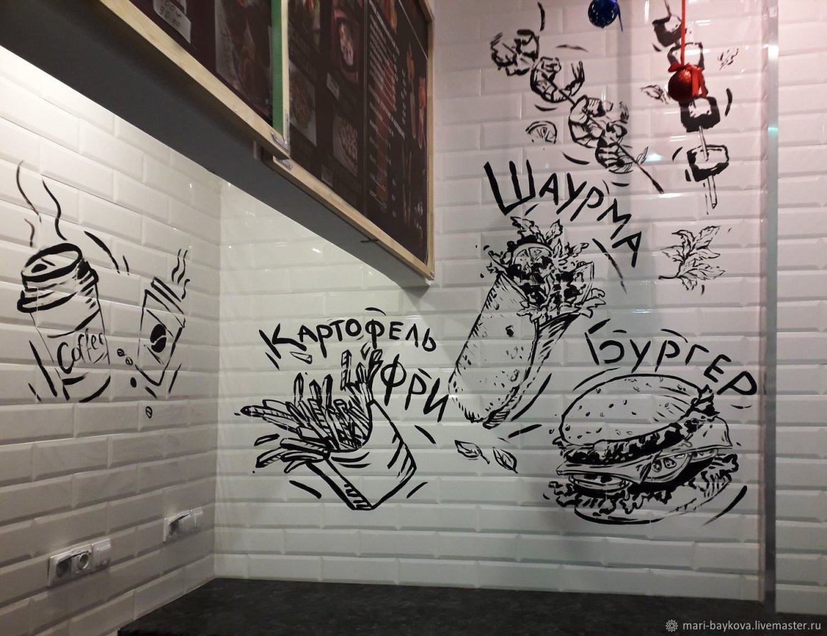 Роспись стен в кафе